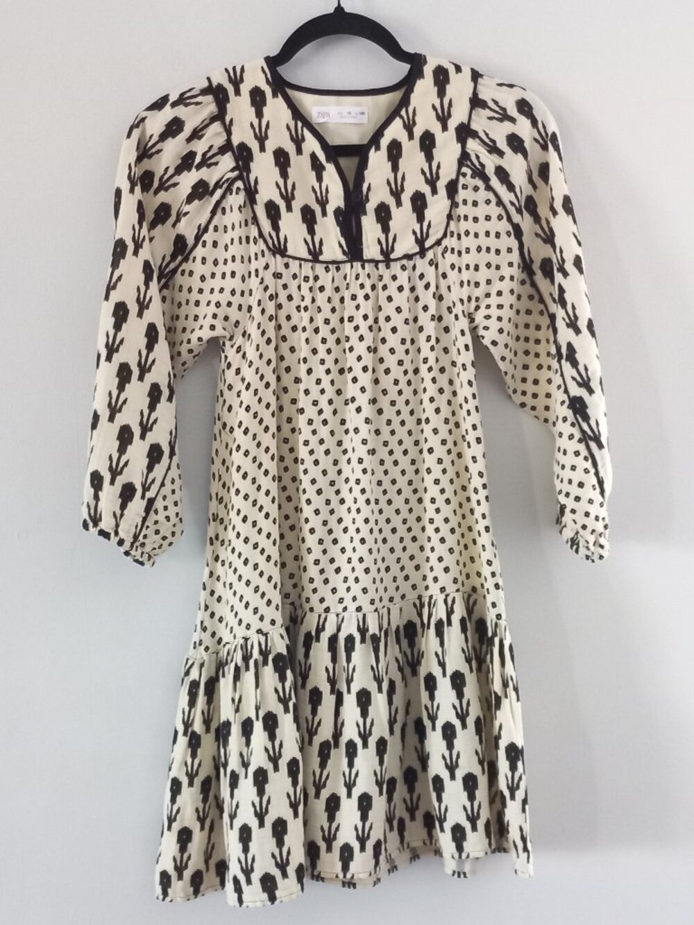 ZARA cotton black/cream print dress